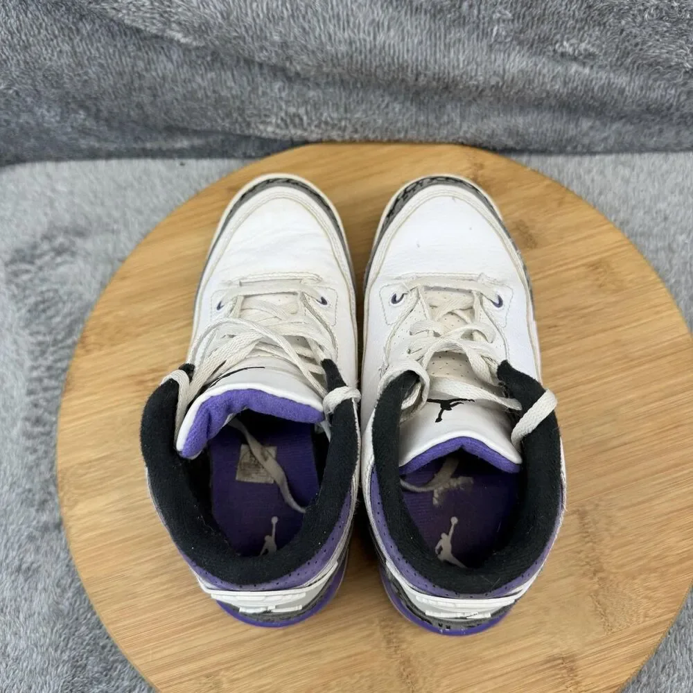 Nike Air Jordan 3 Retro Shoes Boys Size 1.5Y White Dark Iris Sneakers DM0966-105